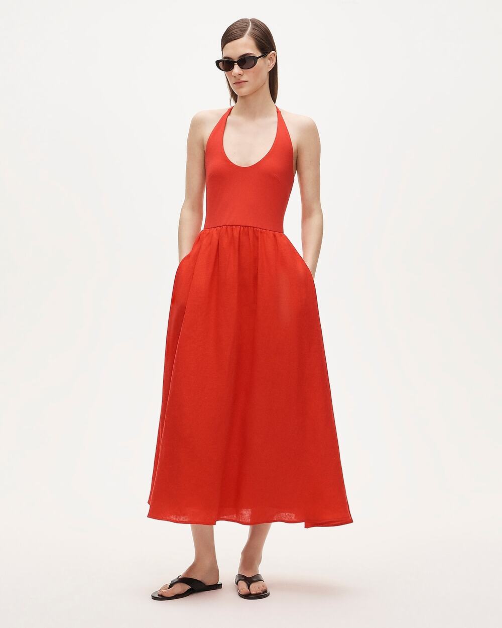 J.Crew Mixy halter dress Dark Poppy XS
